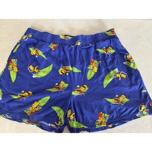 Nostalgic Y2K Inspired Bart Simpson Surf Print Lounge Shorts XXL Blue